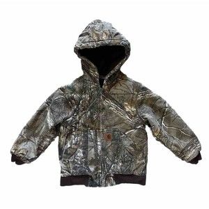 Carhartt HCM034 Boys Zip-Front Canvas Insulated Hooded Camo Jacket Coat Size 7-8